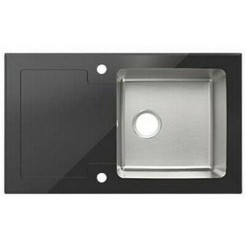 Chiuveta din inox Cooke&Lewis Christianna, 86 x 51 x 21.5 cm, inox/sticla neagra, reversibila,1 cuva Chiuveta din inox Cooke&Lewis Christianna, 86 x 51 x 21.5 cm, inox/sticla neagra, reversibila,1 cuva