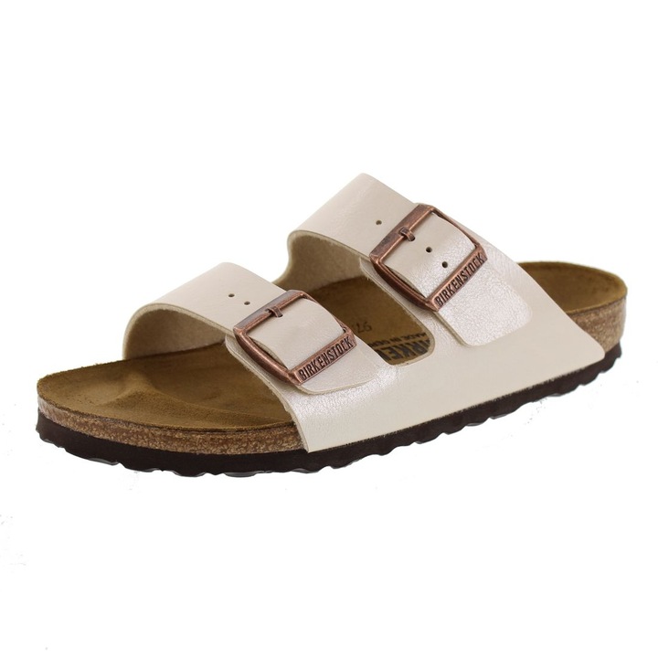 Papuci din material sintetic, Birkenstock Arizona BF 1009921, Alb perlat