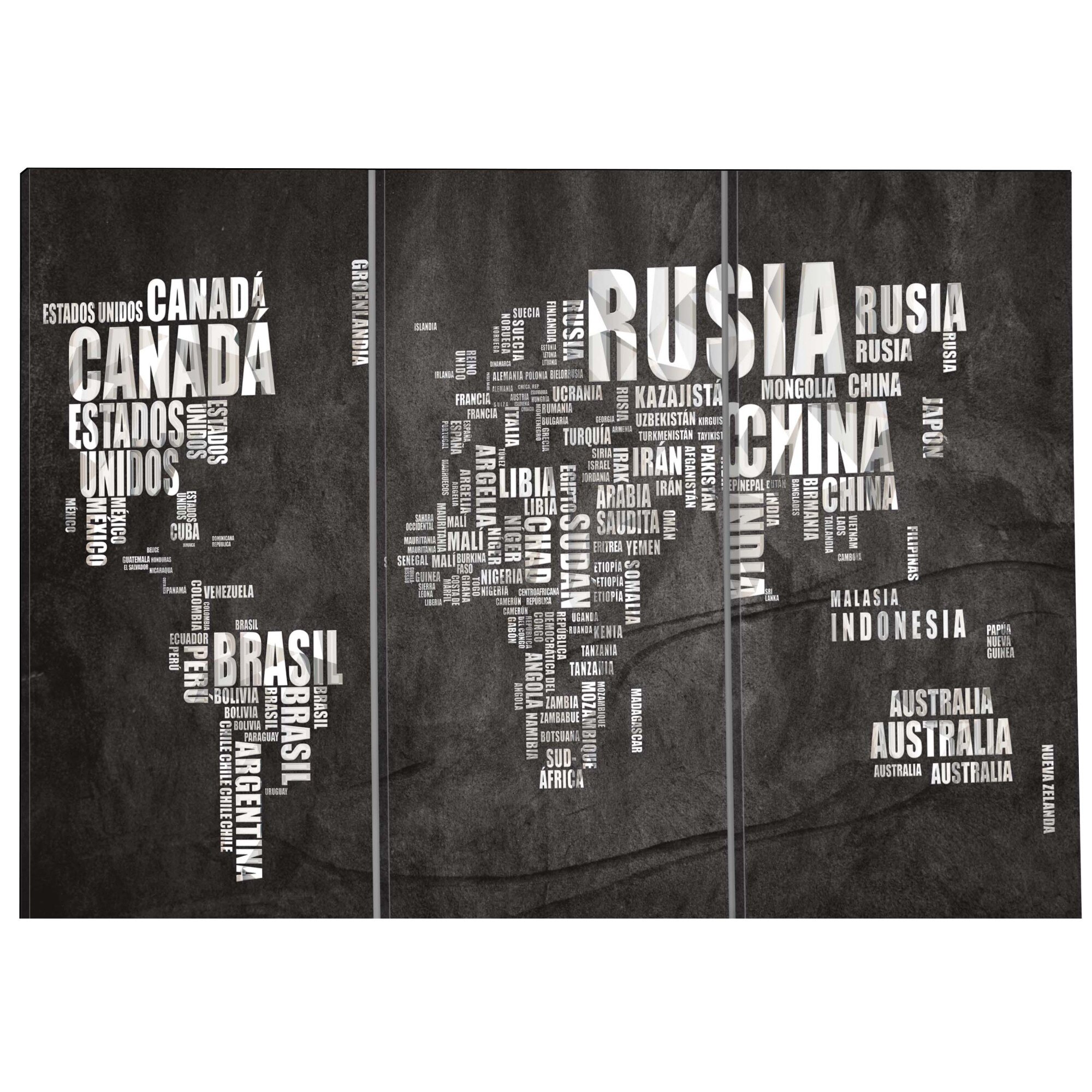 Tablou canvas 3 piese - Harta lumii Spania - 60 x 40 cm