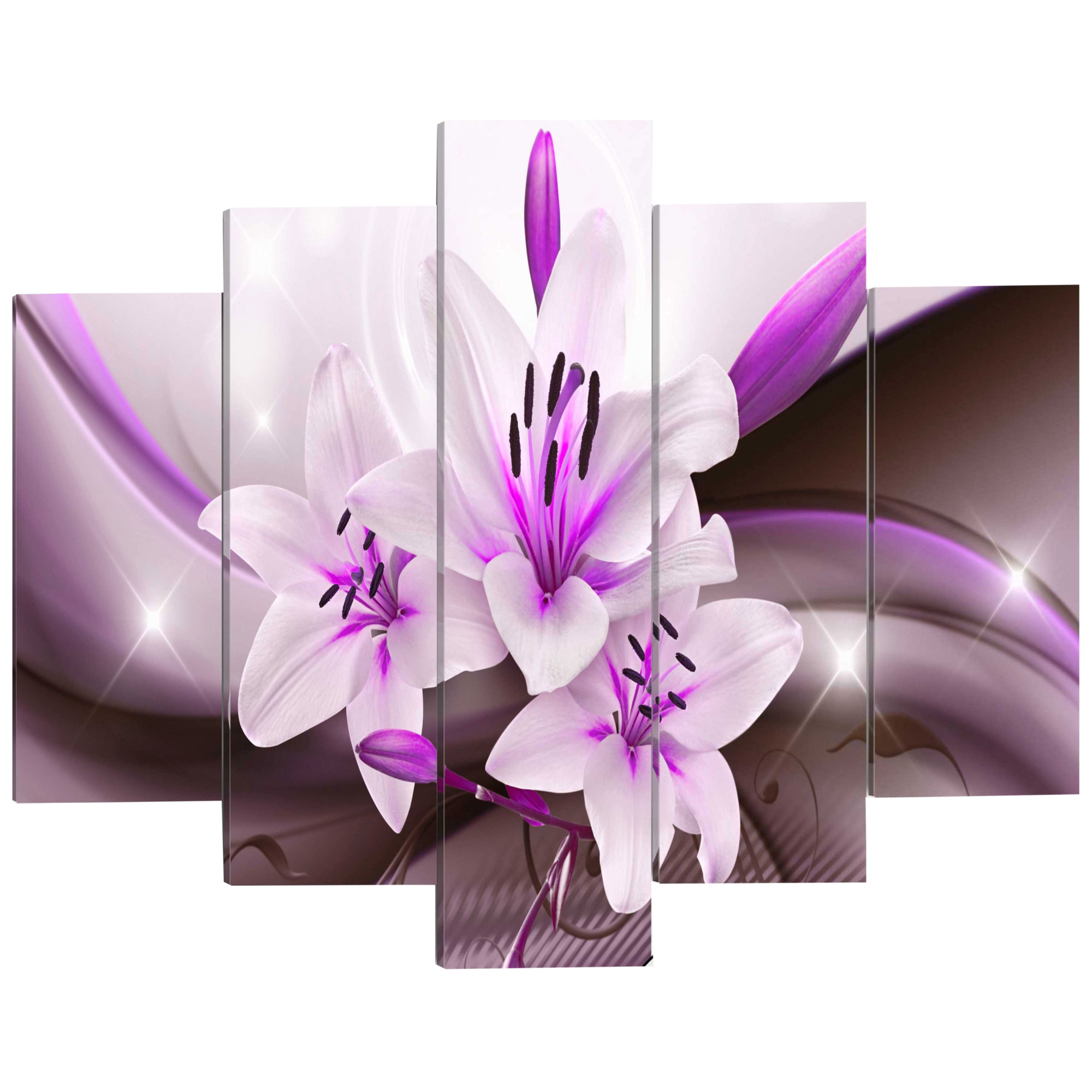 Imagine pe sticla acrilica - Violet desert lily - Tablou 5 piese - 200 x 100 cm