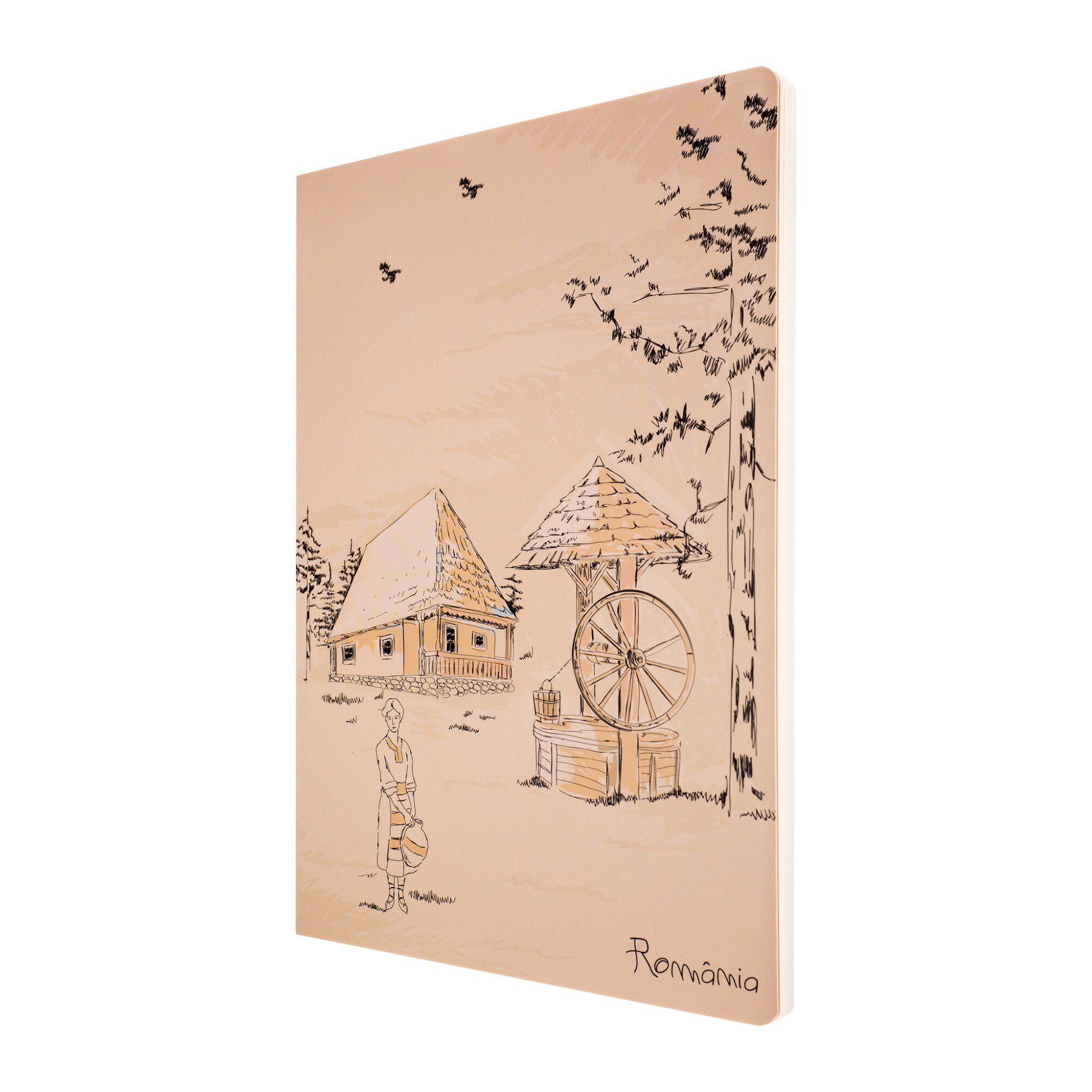 Agenda nedatata, Magnetella, foi albe - veline, 14,9 x 21 cm, 80 file, Satul romanesc