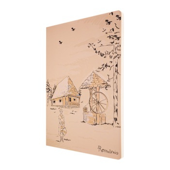 Agenda nedatata, Magnetella, foi albe - veline, 14,9 x 21 cm, 80 file, Satul romanesc Agenda nedatata, Magnetella, foi albe - veline, 14,9 x 21 cm, 80 file, Satul romanesc