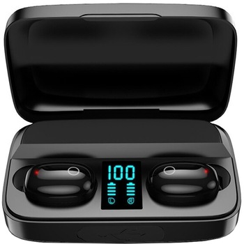 Casti bluetooth Pyramid®️ Earbuds A10s Wireless, BT 5.0, X-Bass, Powerbank 1800mAh, Afisaj, Touch, HiFi TWS, Black Casti bluetooth Pyramid®️ Earbuds A10s Wireless, BT 5.0, X-Bass, Powerbank 1800mAh, Afisaj, Touch, HiFi TWS, Black