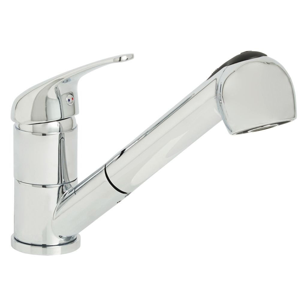 Baterie de bucatarie Cooke&Lewis Mokau, monocomanda, cartus ceramic 40 mm, corp alama, finisaj cromat