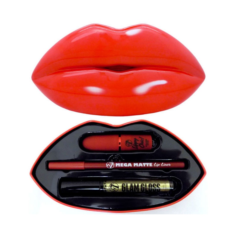 Set Cadou pentru Buze W7 Kiss Kit, Red Alert