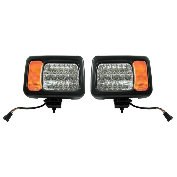 Set 2 LED Faruri cu Semnalizare JCB, Tractoare, Excavatoare, Telehandler, Hi/Low Beam, 12/24 V