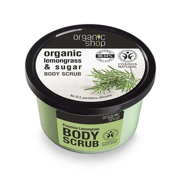 Scrub de corp delicios cu zahar si lemongrass Provence Lemongrass, 250 ml Organic Shop Scrub de corp delicios cu zahar si lemongrass Provence Lemongrass, 250 ml Organic Shop