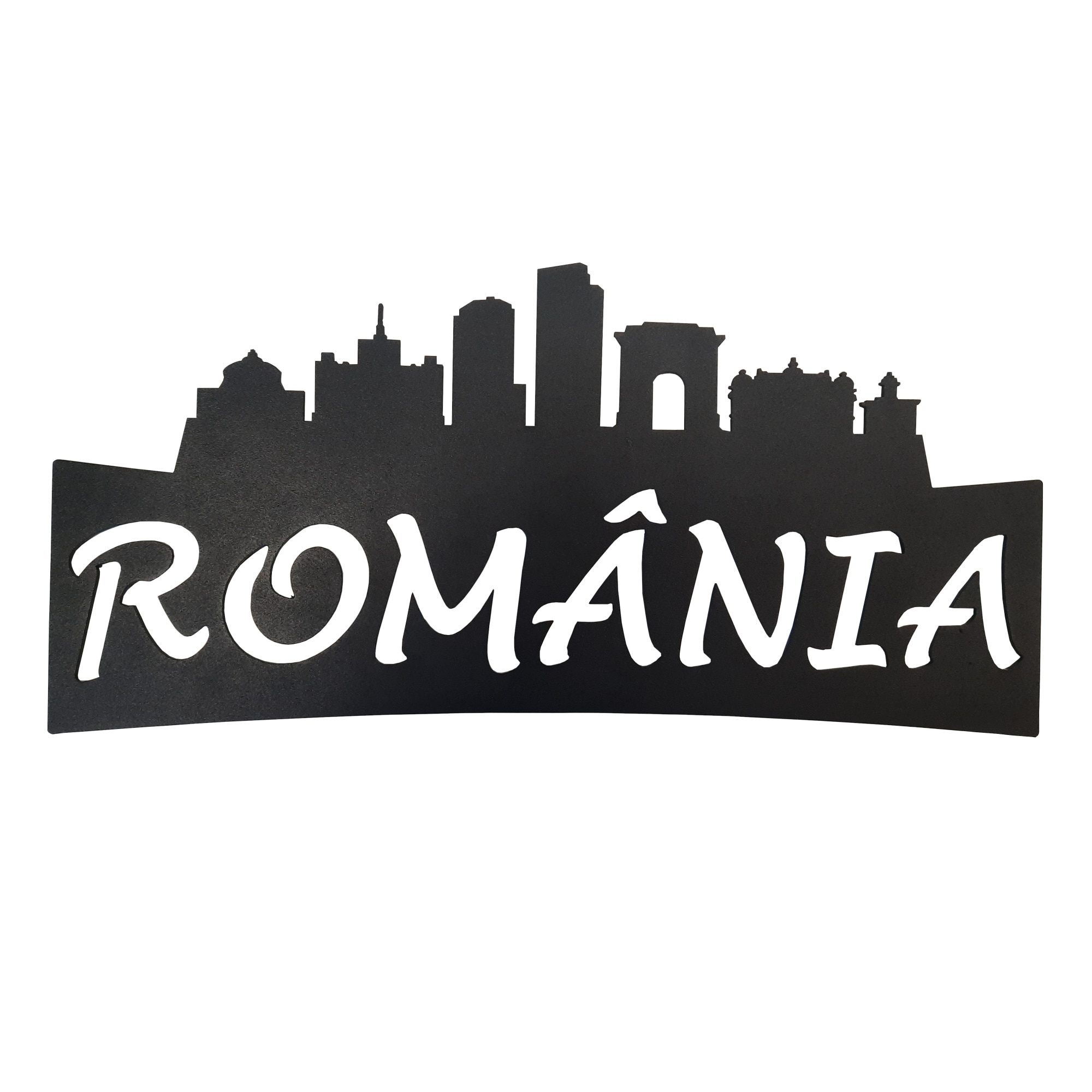Sigla metalica Romania cu suport