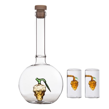 Set sticla balon cu strugure si 2 pahare Set sticla balon cu strugure si 2 pahare