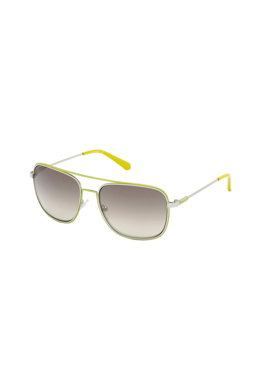 Guess, Ochelari de soare pilot cu lentile in degrade, Argintiu/Galben, 60-18-145 Standard