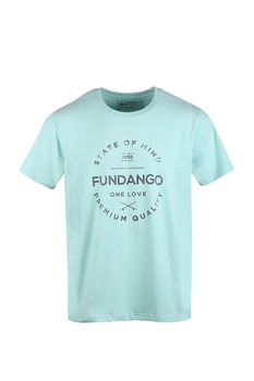 Fundango, Tricou regular fit cu imprimeu logo si text, Verde persan deschis