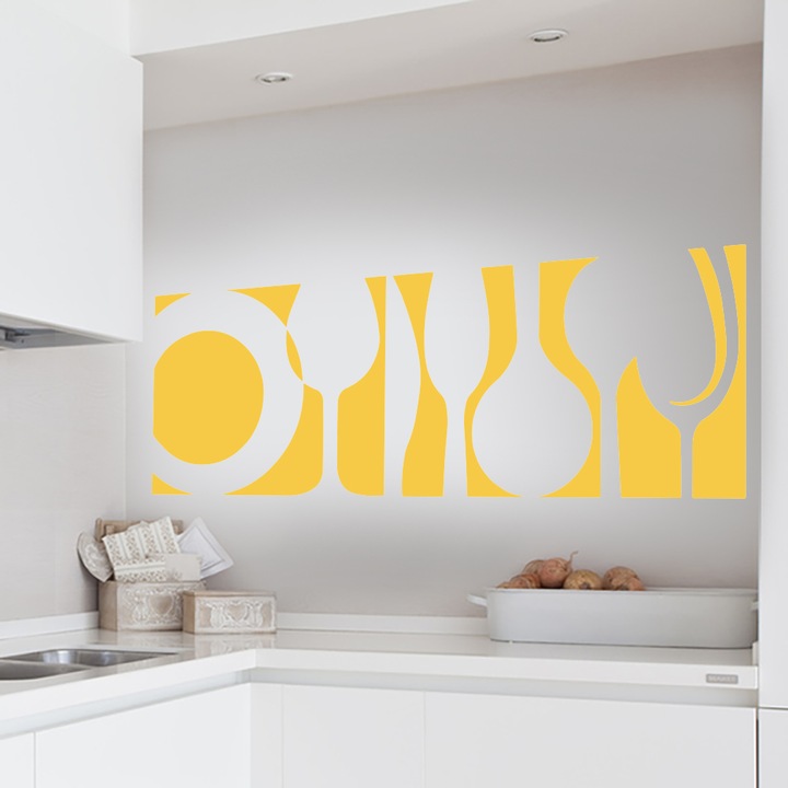 HomeTATTOO - Modern konyha Falmatrica, faltetoválás 100x37cm Sárga