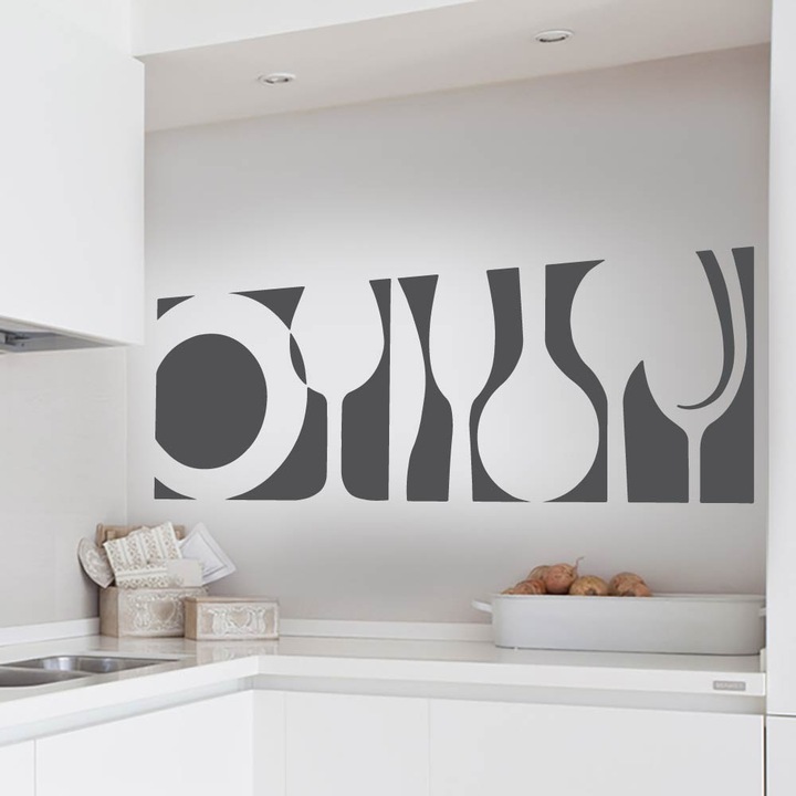 HomeTATTOO - Modern konyha Falmatrica, faltetoválás 140x50 cm Sötétszürke