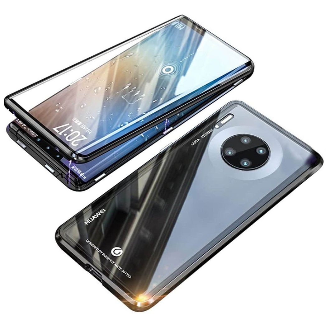 Husa 360 de grade magnetica, brand The Phone Closet, sticla securizata fata - spate, pentru Huawei Mate 30 PRO, Negru