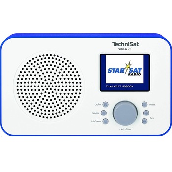 Radio TechniSat Viola 2C, portabil, 1 W, DAB+, ecran TFT, Jack 3.5 mm, alb/albastru Radio TechniSat Viola 2C, portabil, 1 W, DAB+, ecran TFT, Jack 3.5 mm, alb/albastru