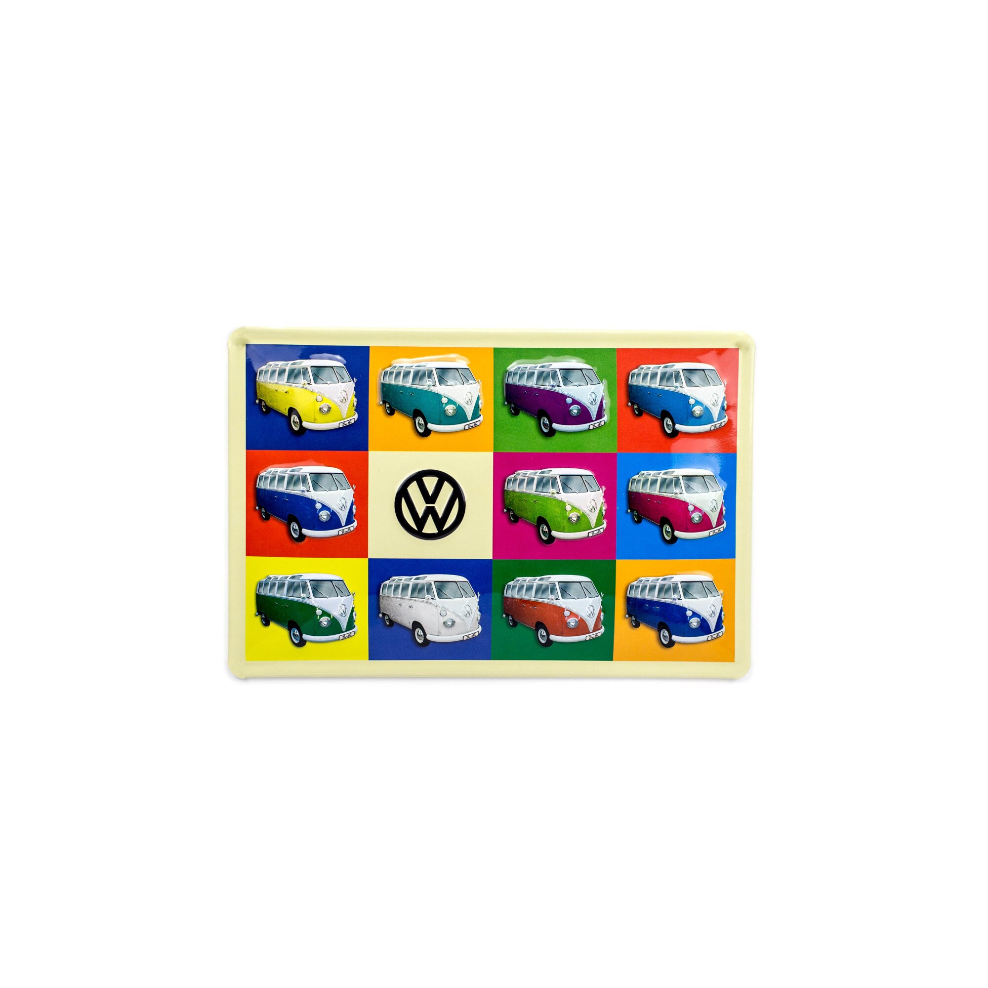 Semn metalic Volkswagen Bulli T 1, 30 x 20 cm „Bulli Colour“, Multicolor