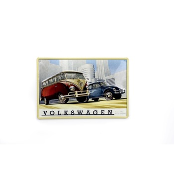 Semn metalic Volkswagen, Beetle and Bulli, 20 x 30cm, Multicolor Semn metalic Volkswagen, Beetle and Bulli, 20 x 30cm, Multicolor