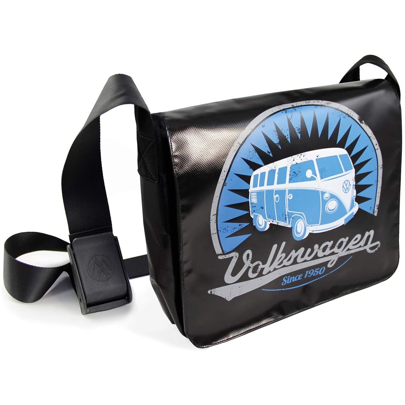 Geanta de umar, VW Bulli T1, 28x23x7 cm, Negru/Albastru