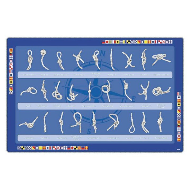 Suporturi de masa Sea Club, set 4 bucati, plastic, model cu noduri marinaresti, 43x29cm