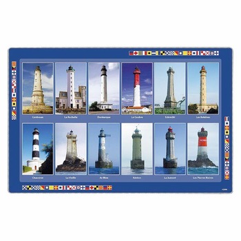 Suporturi de masa Sea Club, set 4 bucati, plastic, model cu faruri din Franta, 43x29 cm Suporturi de masa Sea Club, set 4 bucati, plastic, model cu faruri din Franta, 43x29 cm