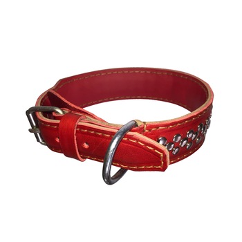 Zgarda caine din piele naturala rosie, dublata, cu capse (66cm / 50mm / 7mm) Zgarda caine din piele naturala rosie, dublata, cu capse (66cm / 50mm / 7mm)