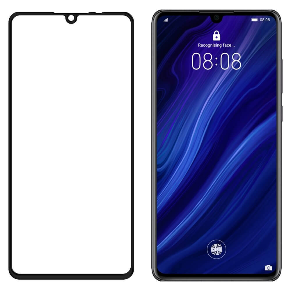 Folie Huawei P30, Sticla Securizata 9H cu Rama, Extra - Rezistenta, Case Friendly, Wozinsky, Negru