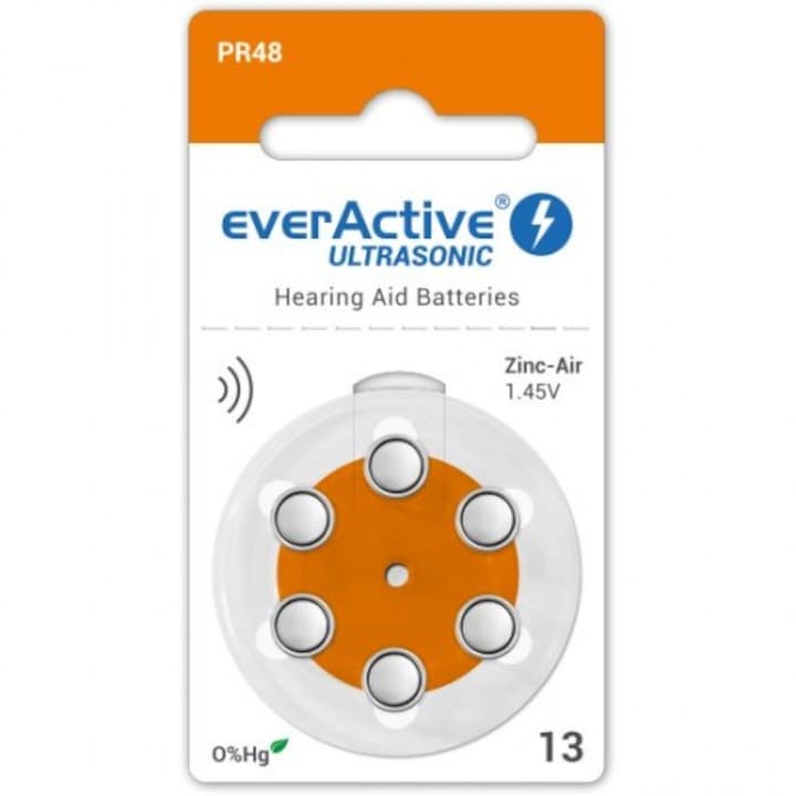 everActive Ultrasonic DA13 extra tartós hallókészülék elem 6 darab