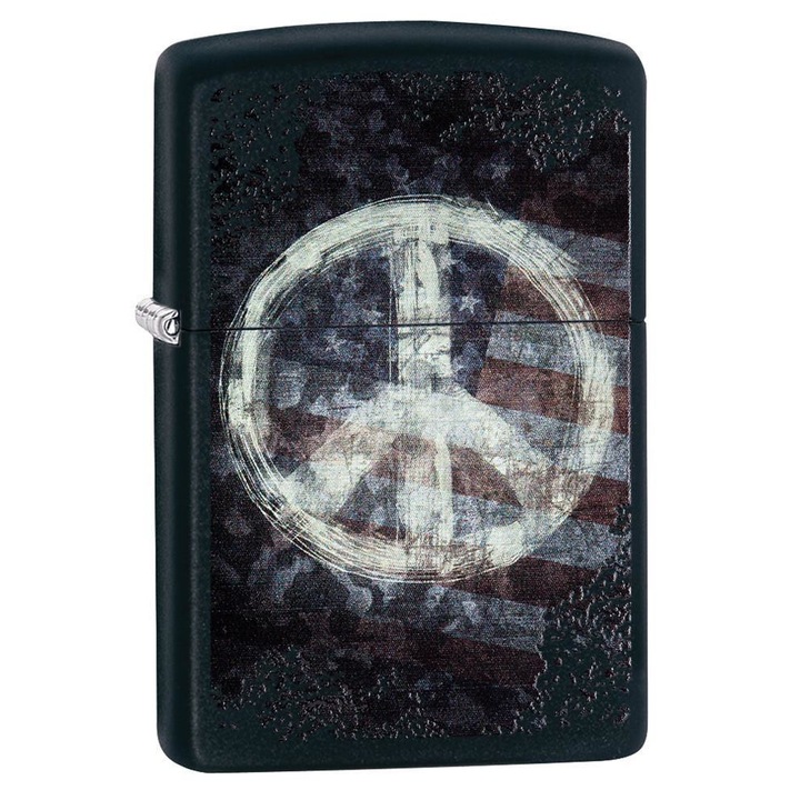 Bricheta Zippo Black Matte Peace on Flag