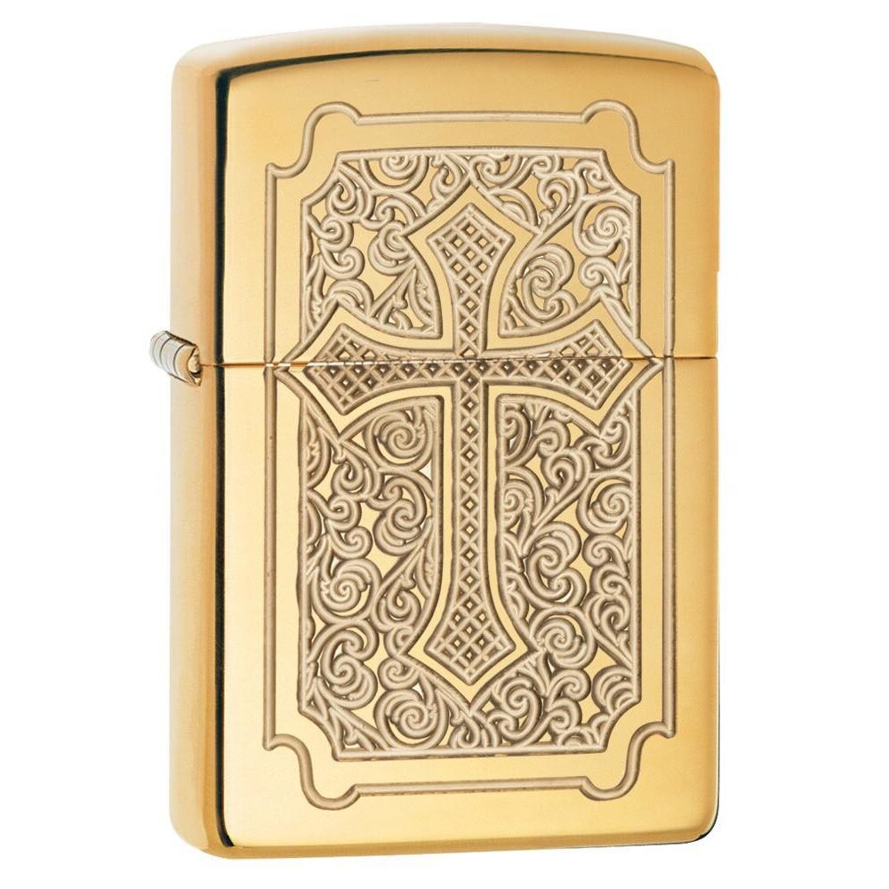 Bricheta Zippo Armor High Polish Brass Deep Carve Eccentric