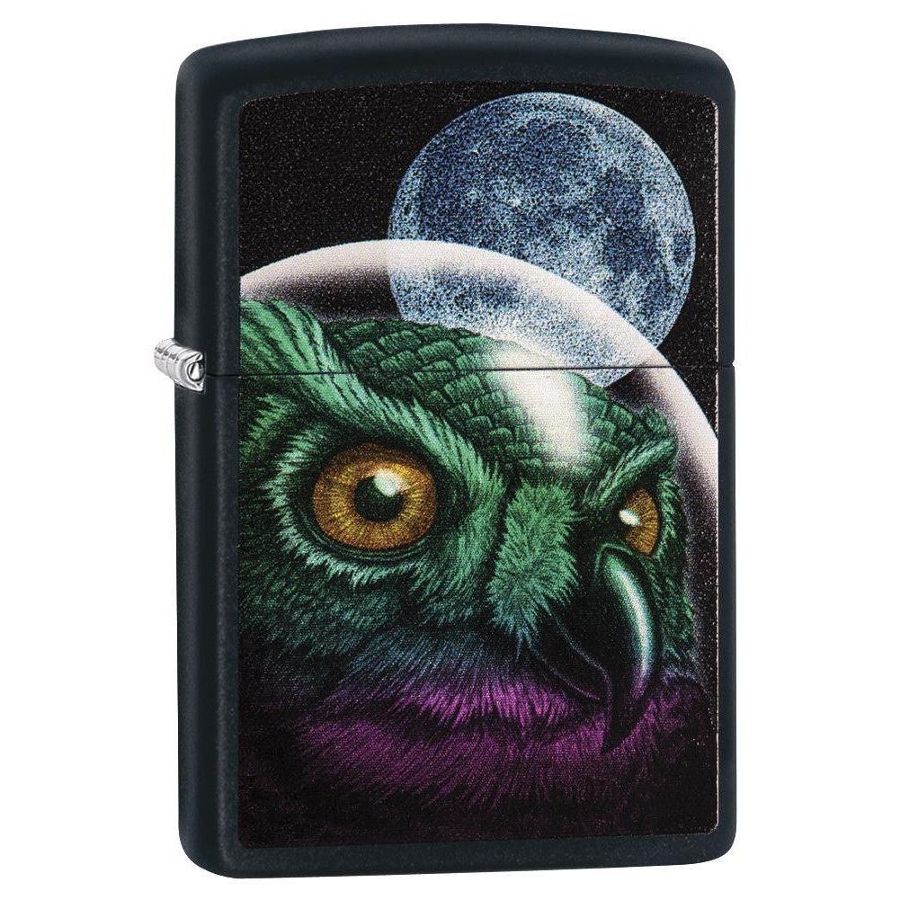 Bricheta Zippo Black Matte Space Owl13506