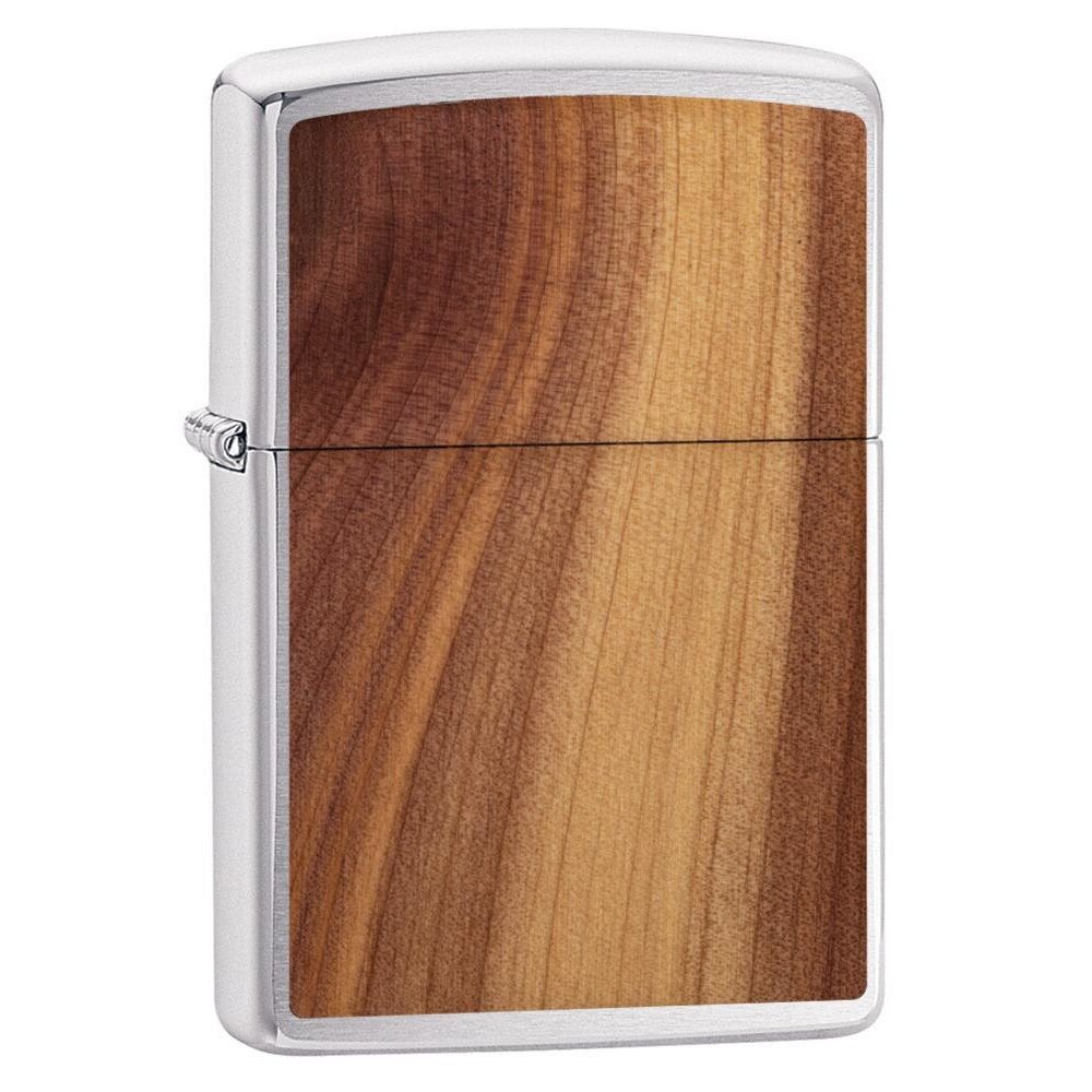 Bricheta Zippo Brushed Chrome Woodchuck USA Cedar