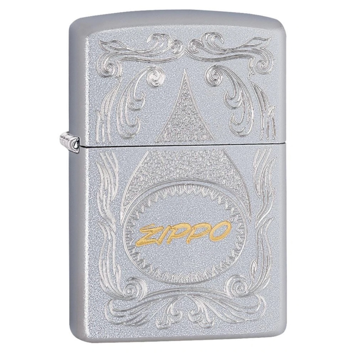 Bricheta Zippo Satin Chrome Zippo Gold Script
