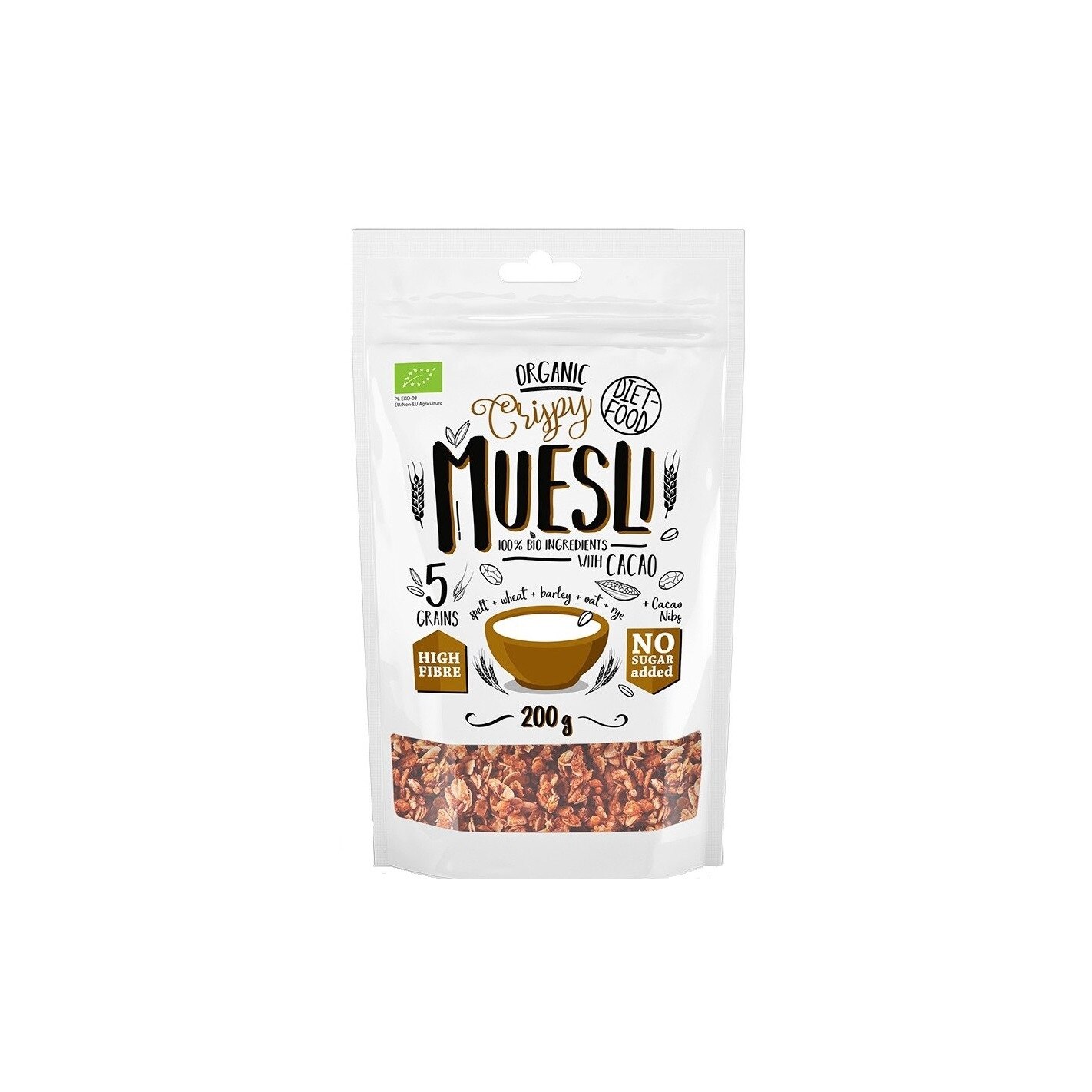 Musli bio cu cacao nibs, Diet food, 200g