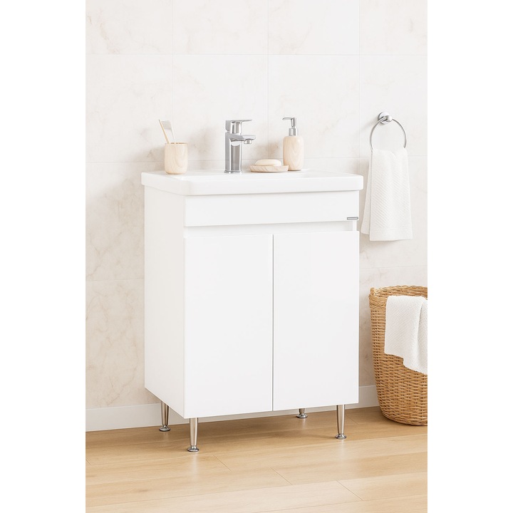 Baza MDF si lavoar Badenmob, seria 286, 60x81cm, Alb