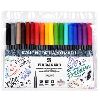Set 18 finelinere colorate Koh-i-Noor, 0.3 mm Set 18 finelinere colorate Koh-i-Noor, 0.3 mm