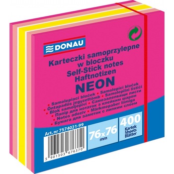 Notite autoadezive culori neon 76x76 mm, 400 file Donau model roz Notite autoadezive culori neon 76x76 mm, 400 file Donau model roz