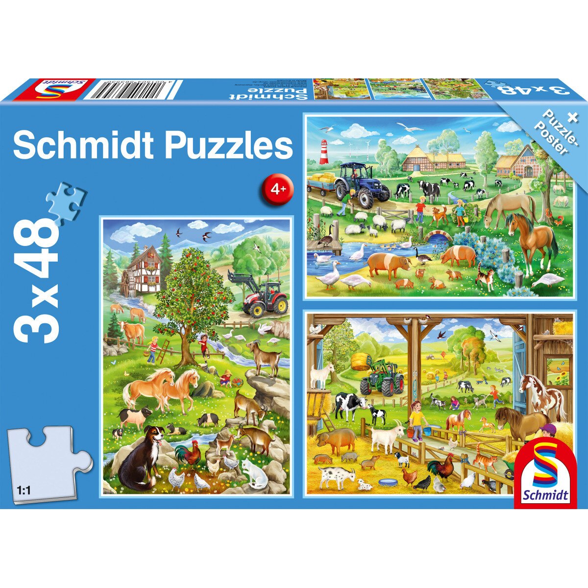 Puzzle Schmidt - Bauernhof, 3x48 piese