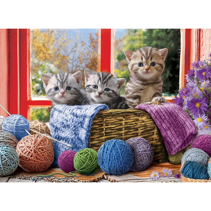 Пъзел Eurographics - Knittin' Kittens, 500 части XXL (6500-5500)