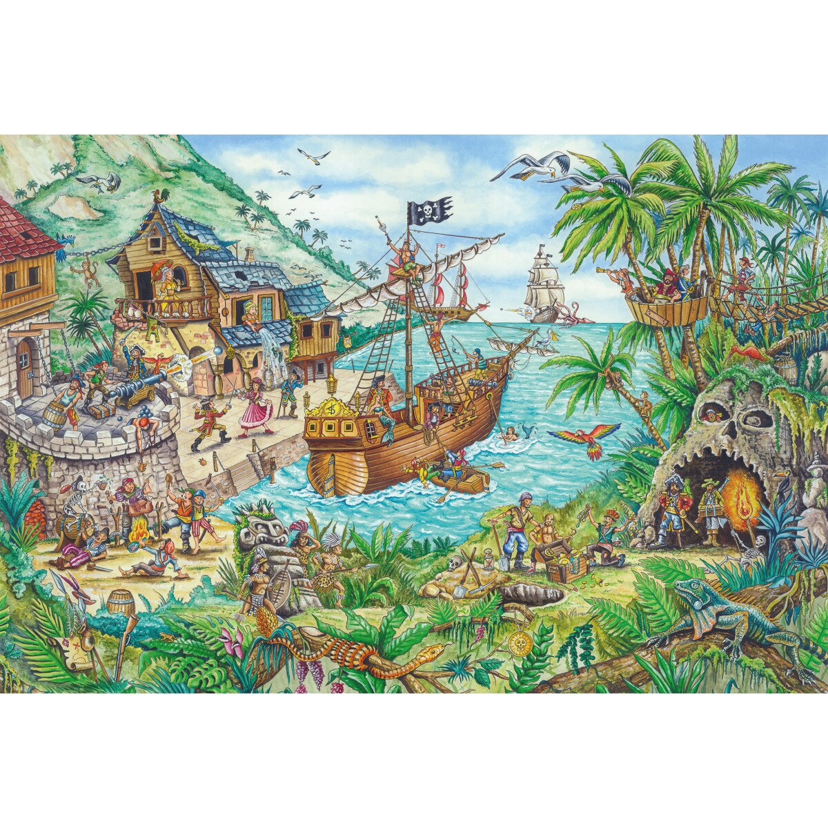 Puzzle Schmidt - Pirate Cove, 100 piese, contine steag pirat (56330)