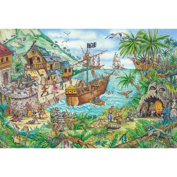 Puzzle Schmidt - Pirate Cove, 100 piese, contine steag pirat (56330) Puzzle Schmidt - Pirate Cove, 100 piese, contine steag pirat (56330)