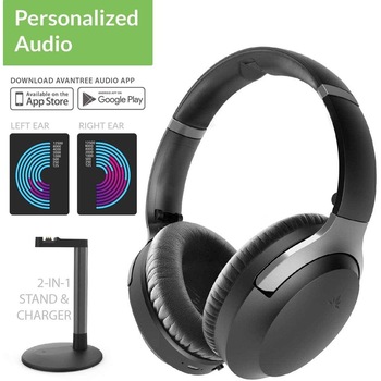 Casti Bluetooth Active Noise Cancelling Avantree Aria Me, aptX LL, aptX HD, microfon detasabil si suport pentru incarcare, Negru Casti Bluetooth Active Noise Cancelling Avantree Aria Me, aptX LL, aptX HD, microfon detasabil si suport pentru incarcare, Negru