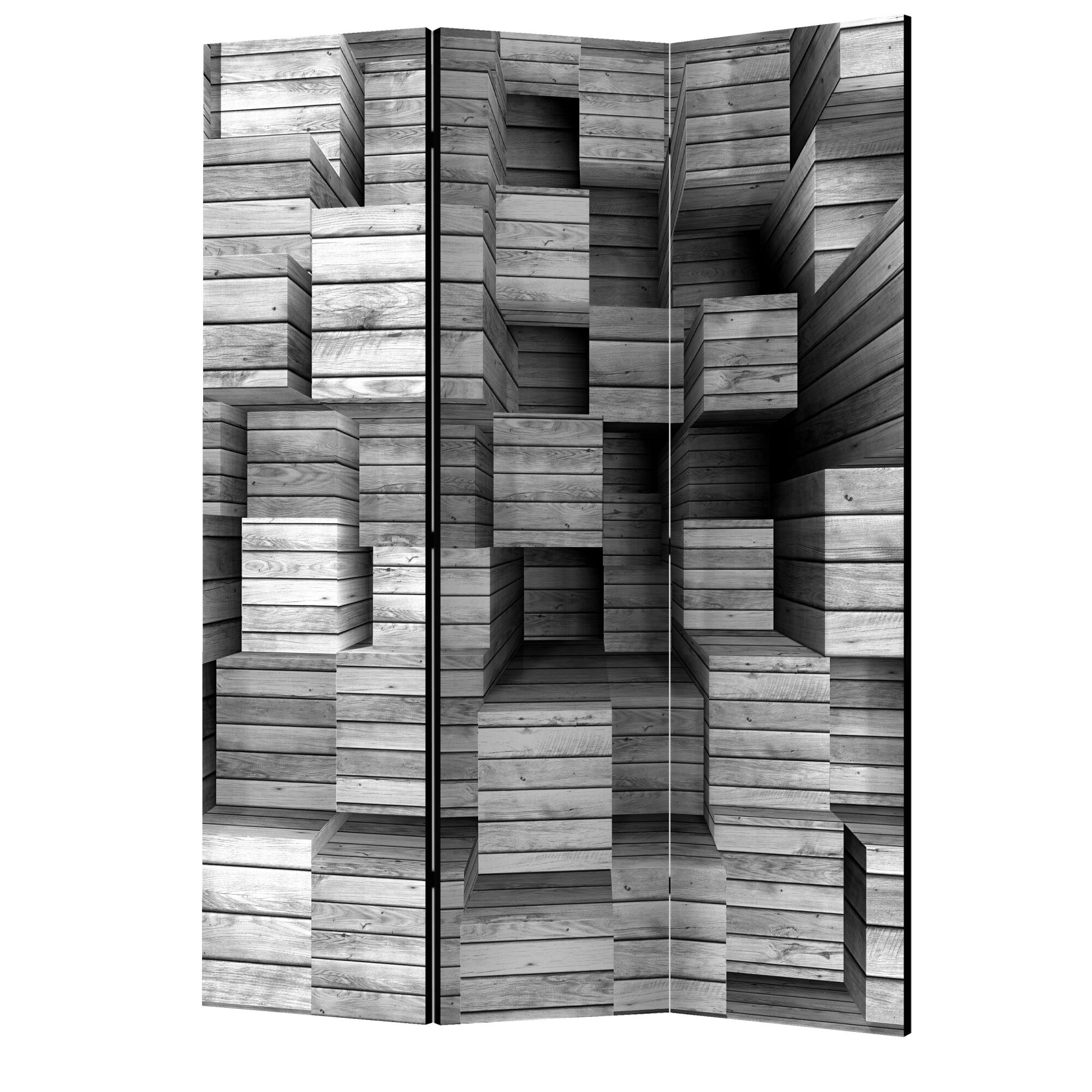 Paravan din 3 parti - Grey precision - 135 x 172 cm