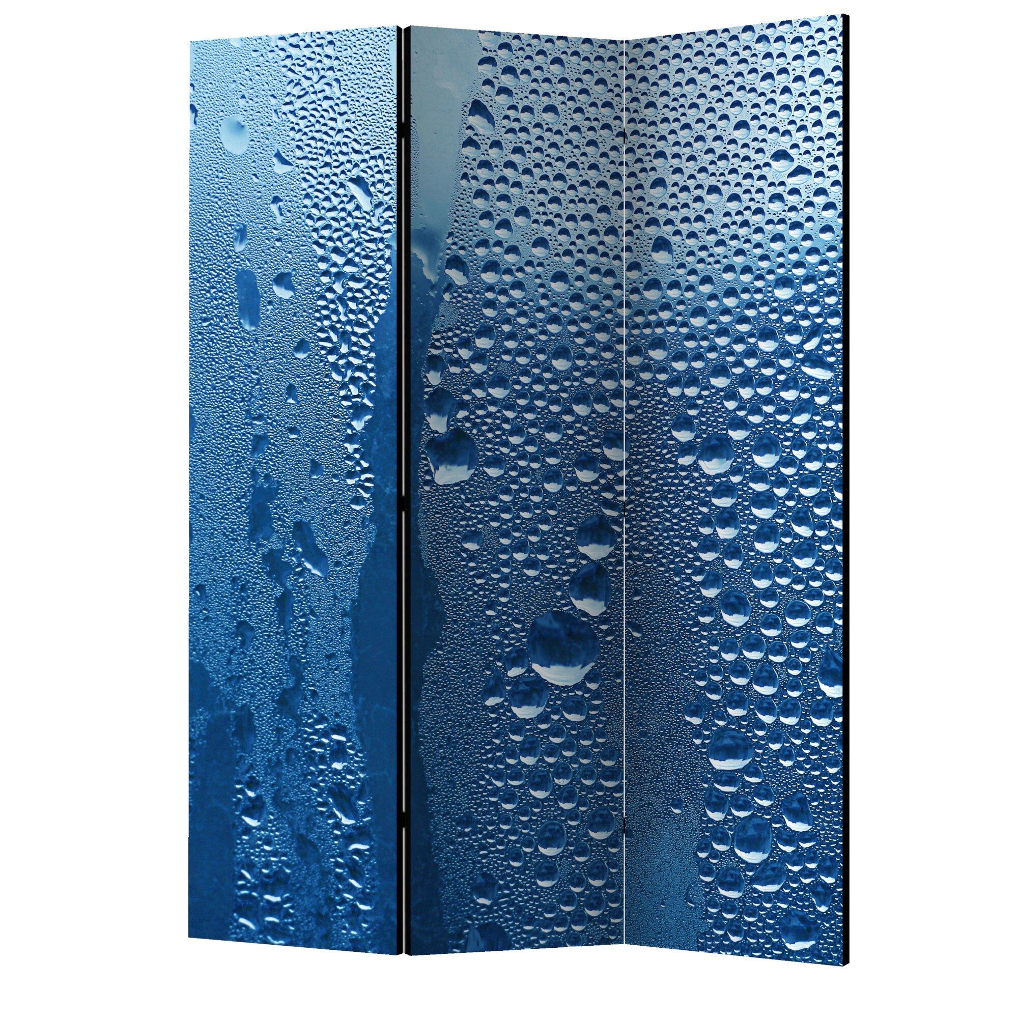 Paravan din 3 parti - Apa picura pe paharul albastru - 135 x 172 cm