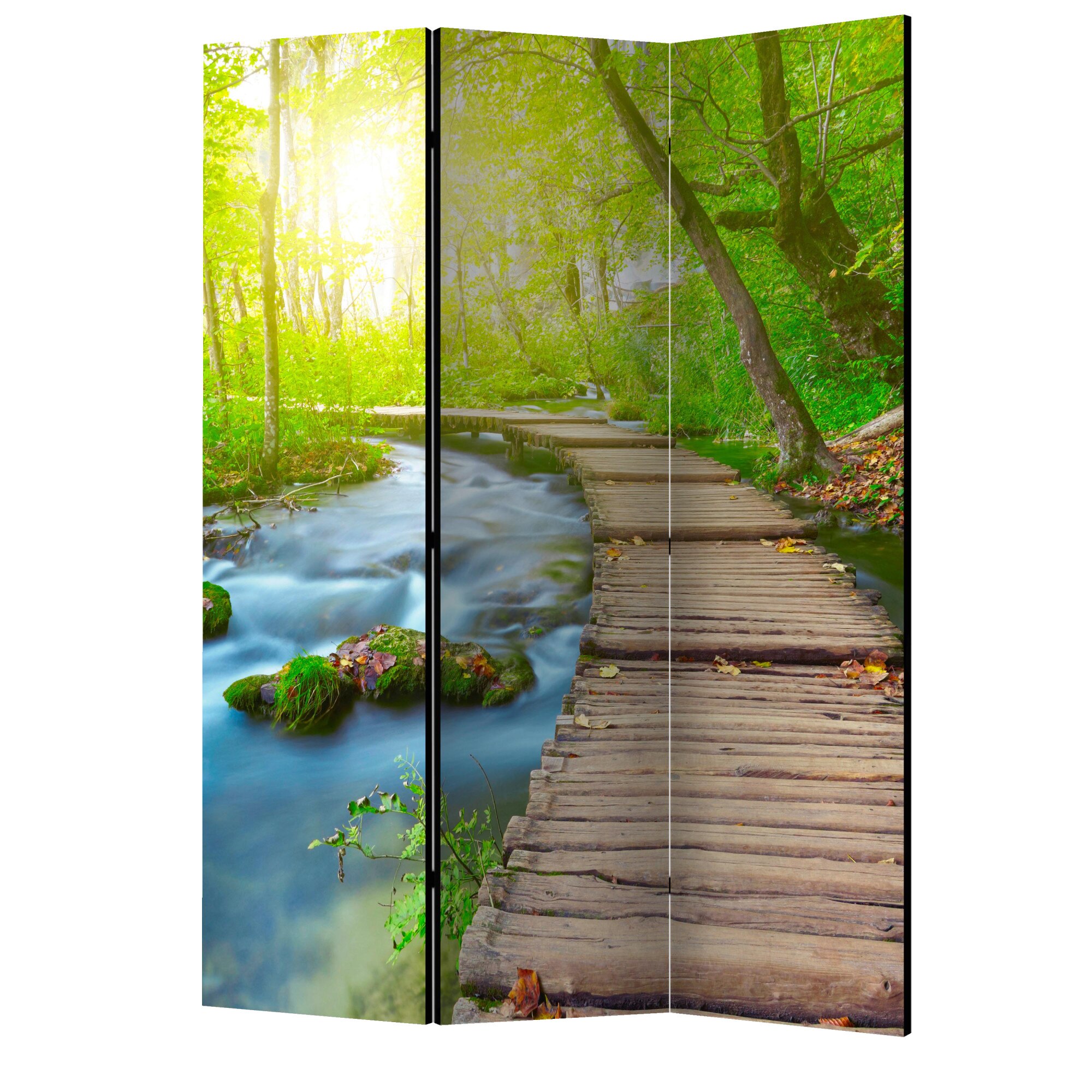Paravan din 3 parti - Padure verde - 135 x 172 cm