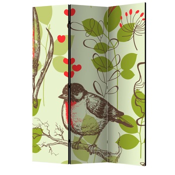 Paravan din 3 parti - Model de epoca de pasari si crini - 135 x 172 cm Paravan din 3 parti - Model de epoca de pasari si crini - 135 x 172 cm
