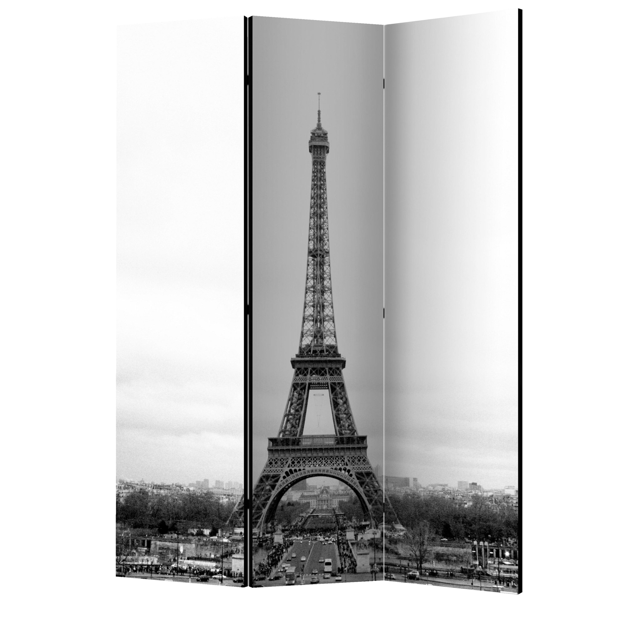 Paravan din 3 parti - Paris fotografie alb-negru - 135 x 172 cm