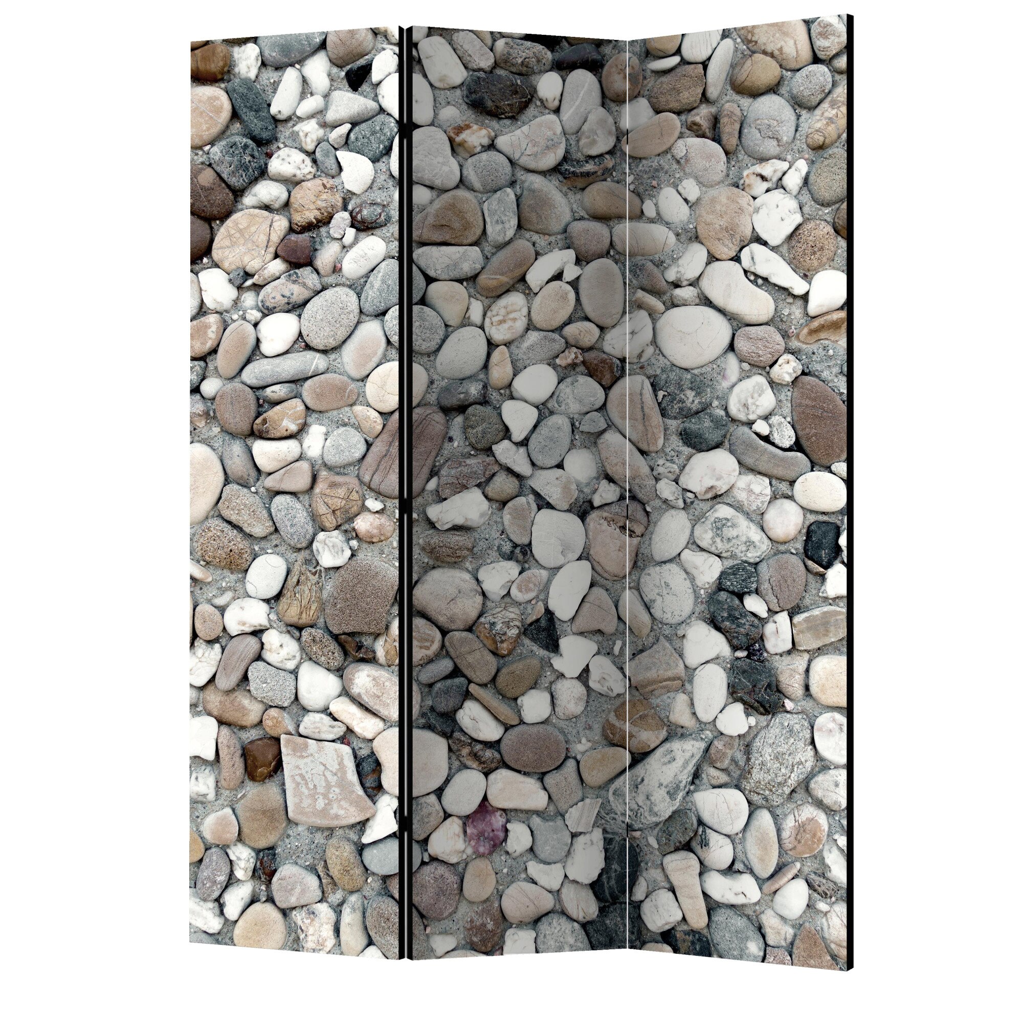 Paravan din 3 parti - Pietrele de plaja - 135 x 172 cm