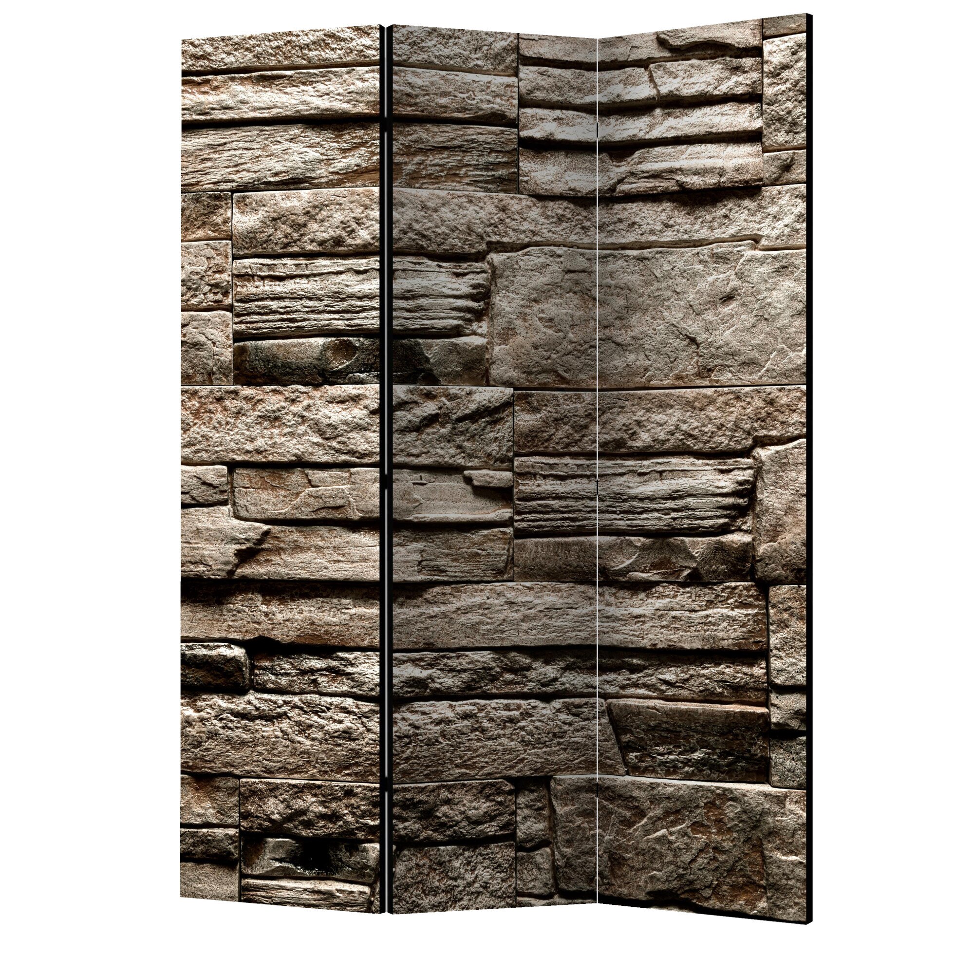 Paravan din 3 parti - Piatra frumoasa maro - 135 x 172 cm