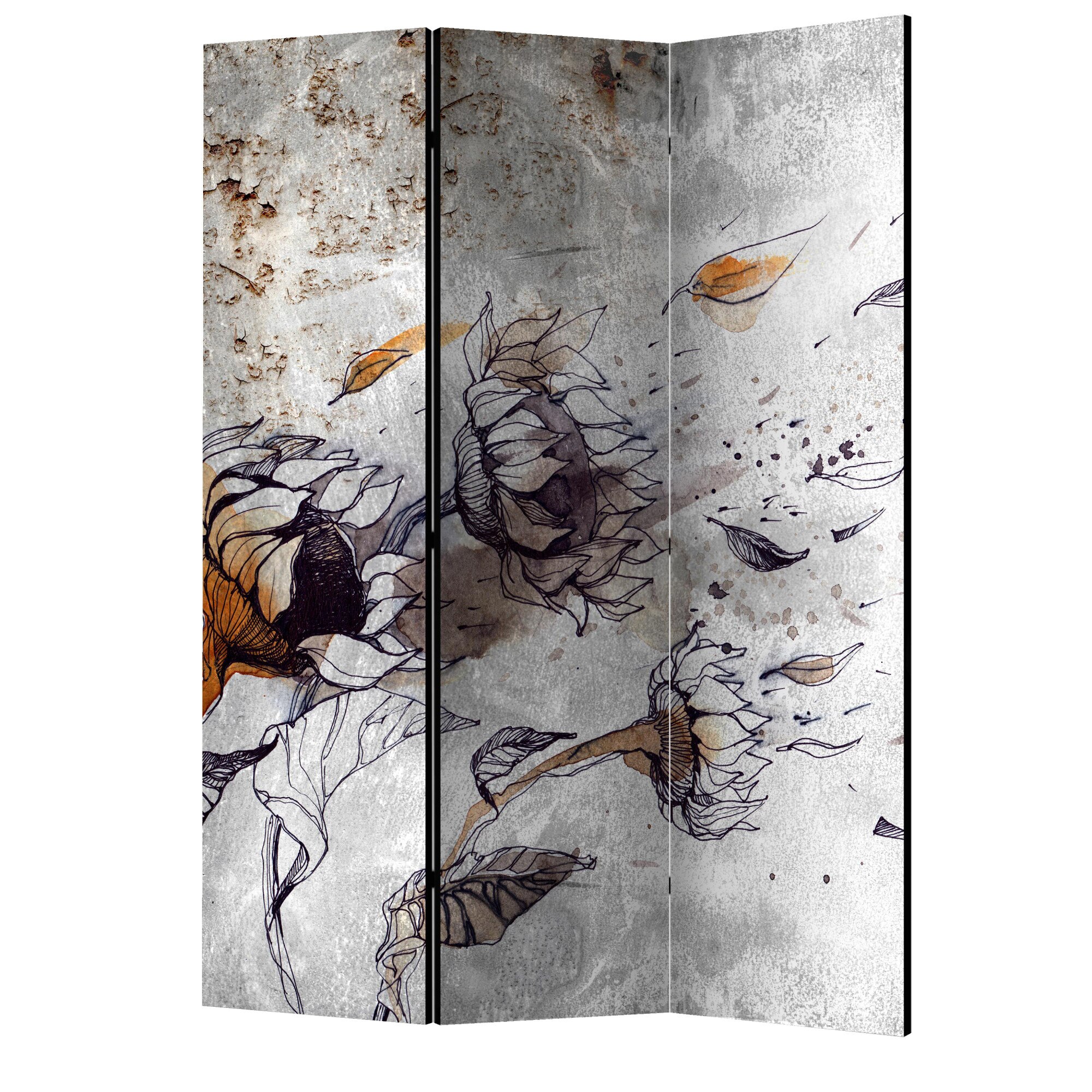 Paravan din 3 parti - Reamintim floarea-soarelui - 135 x 172 cm