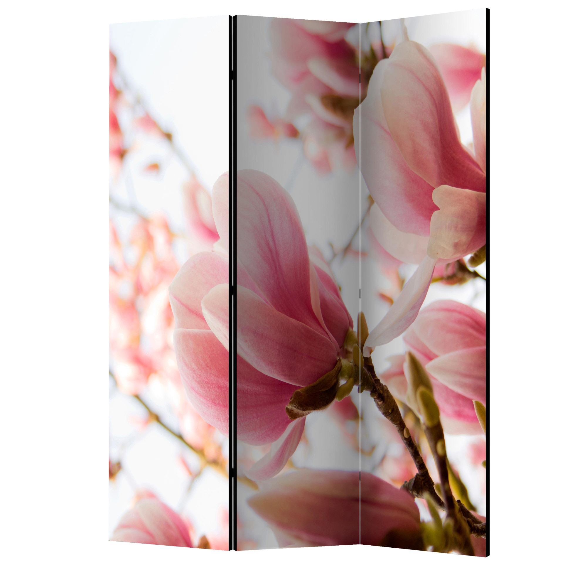 Paravan din 3 parti - Magnolia roz - 135 x 172 cm